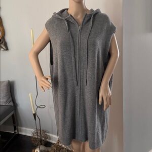 100% Cashmere Hooded Long Vest